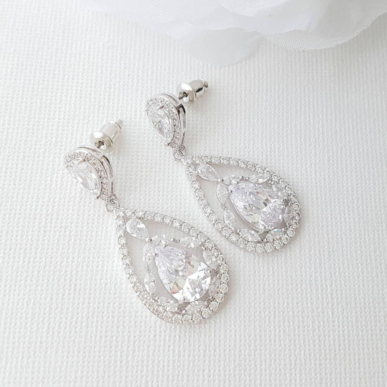 Gold Plated Drop Earrings for Wedding-Esther