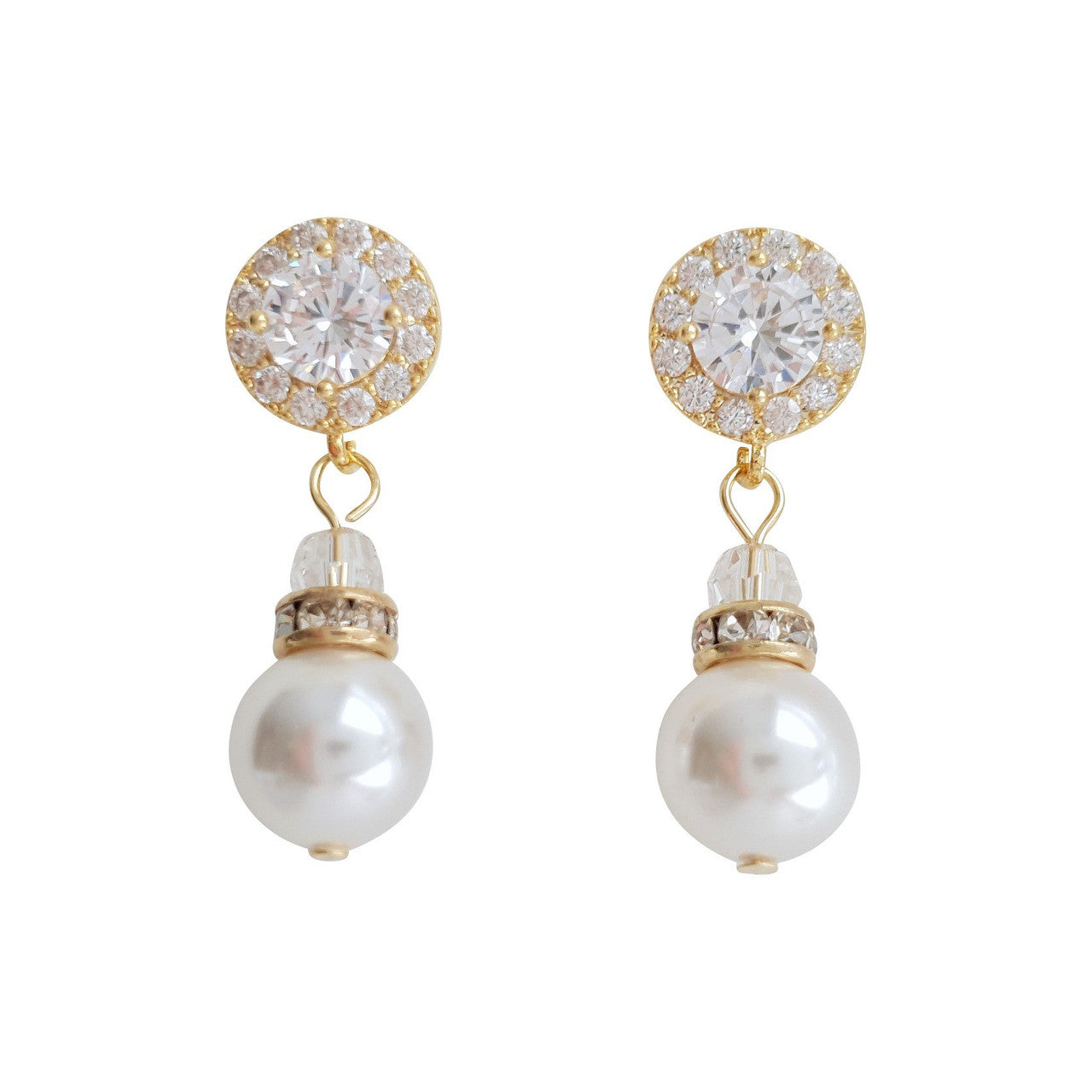 Simple Rose Gold Drop Pearl Earrings- Bronte