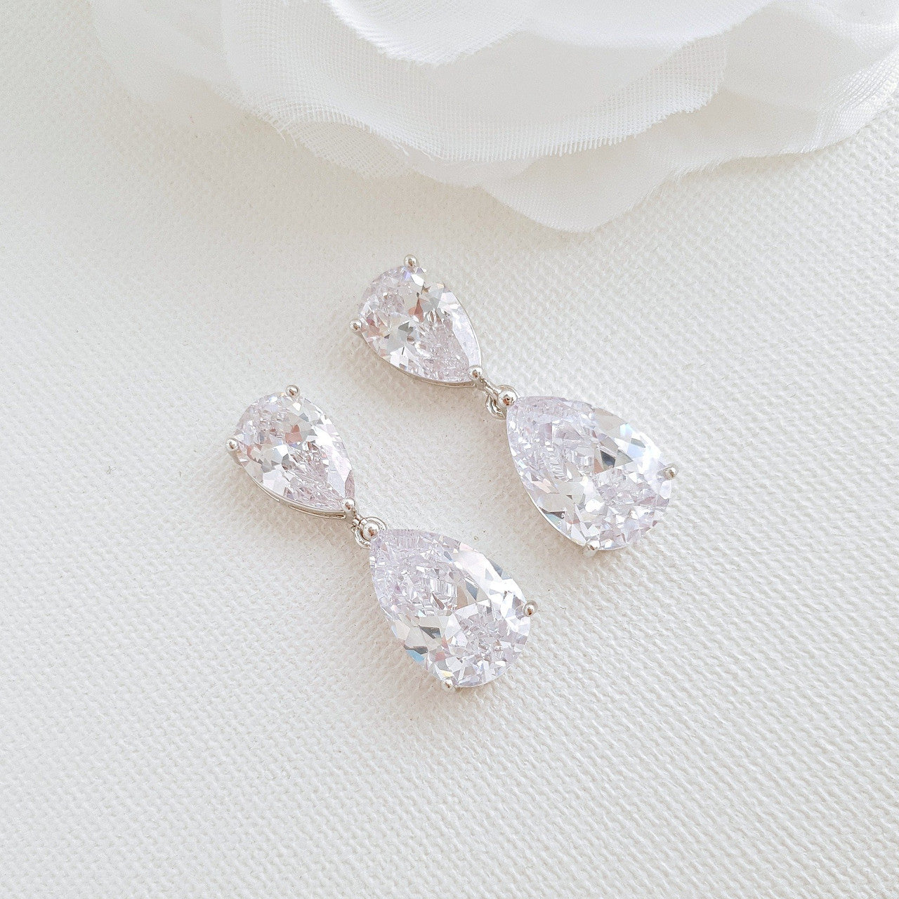 Small Pear Shaped Gold Wedding Earrings-Clara