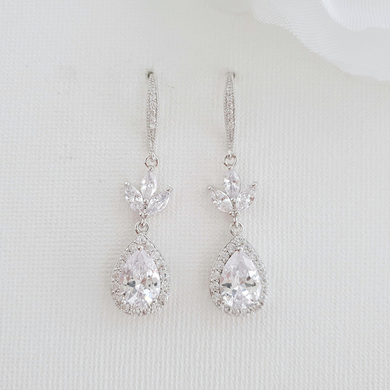 Silver Hook Earrings for Weddings & Brides- Lotus