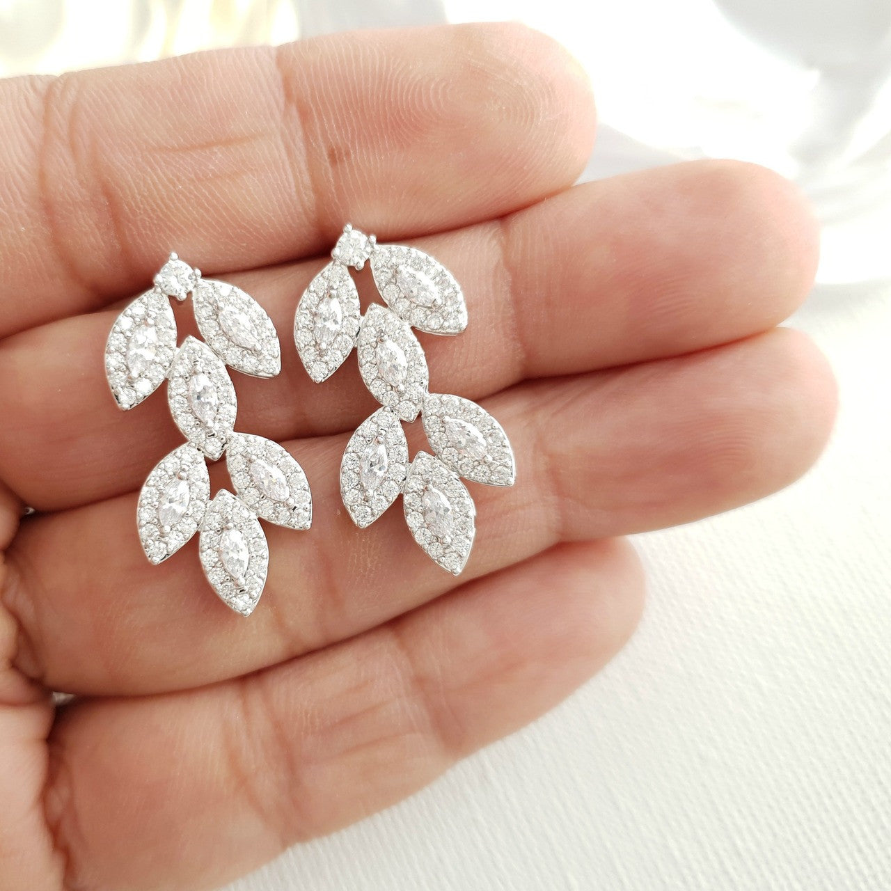 Leaf Stud Earrings Silver- Abby