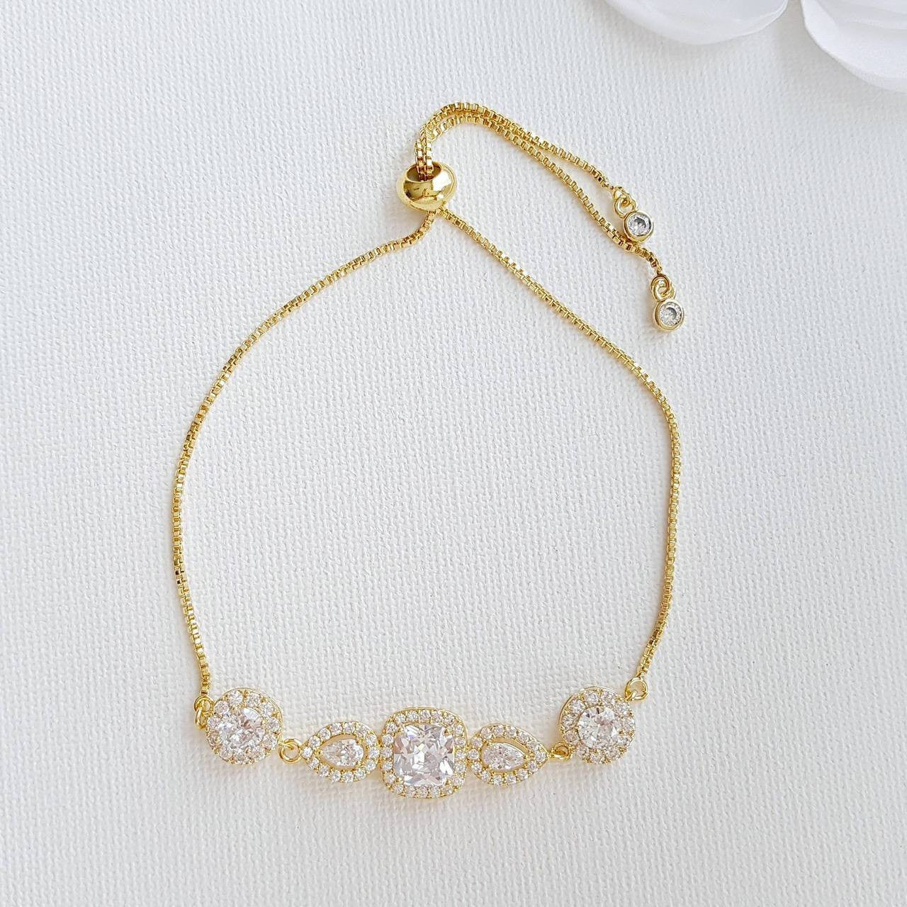 Wedding Gold & Crystal Bracelet- Gianna