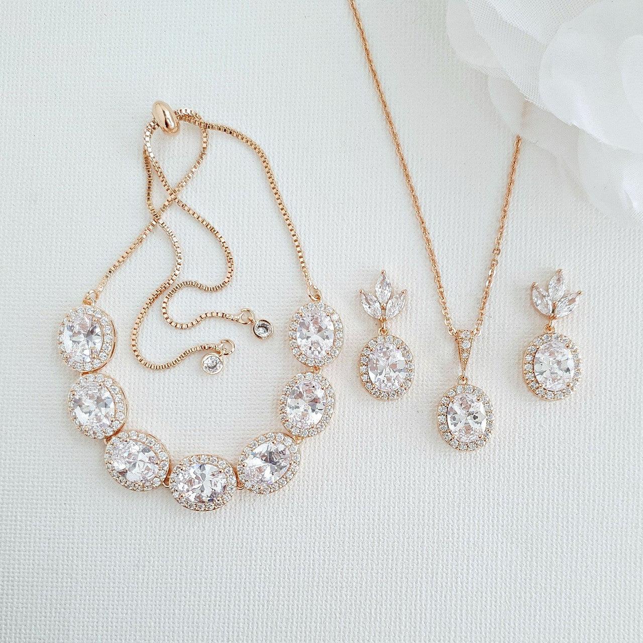 Oval Bridal Jewellery Set-Emily