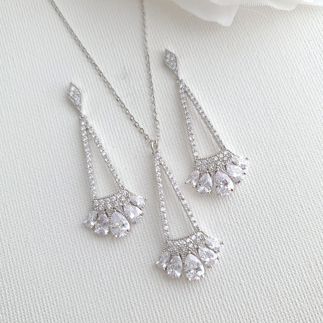 Bridal & Bridesmaids Pendant Necklace Set Silver- Poetry Designs