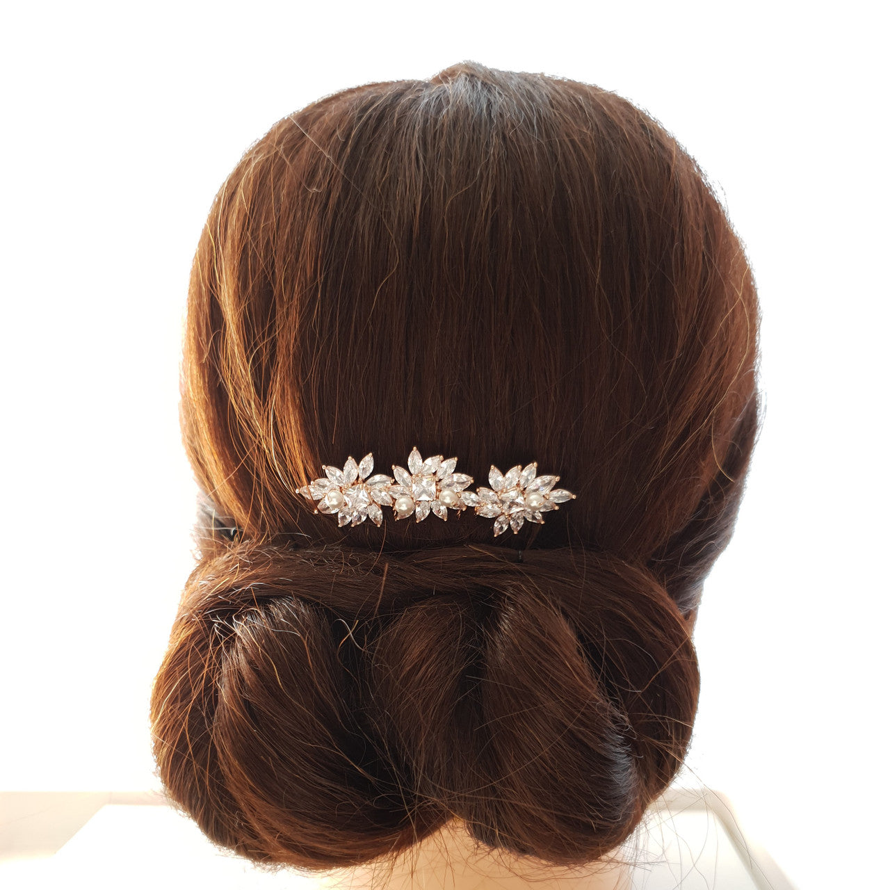 Crystal Flower Gold Hair Comb for Weddings-Bridget