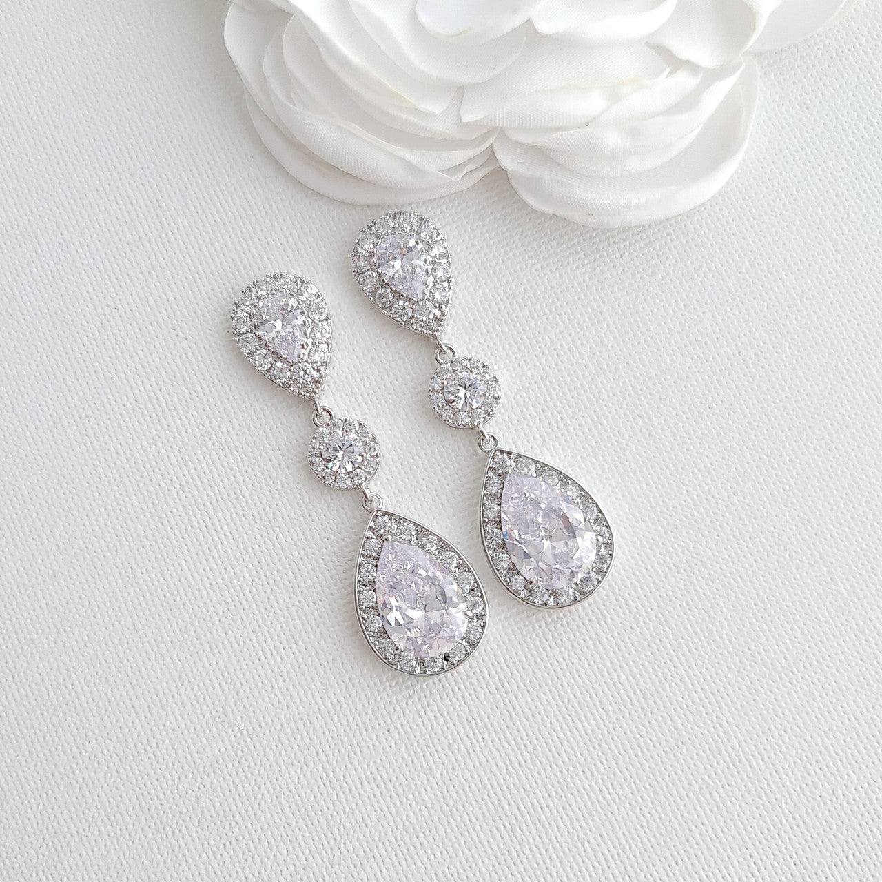 Wedding Drop Earrings With Teardrops-Penelope