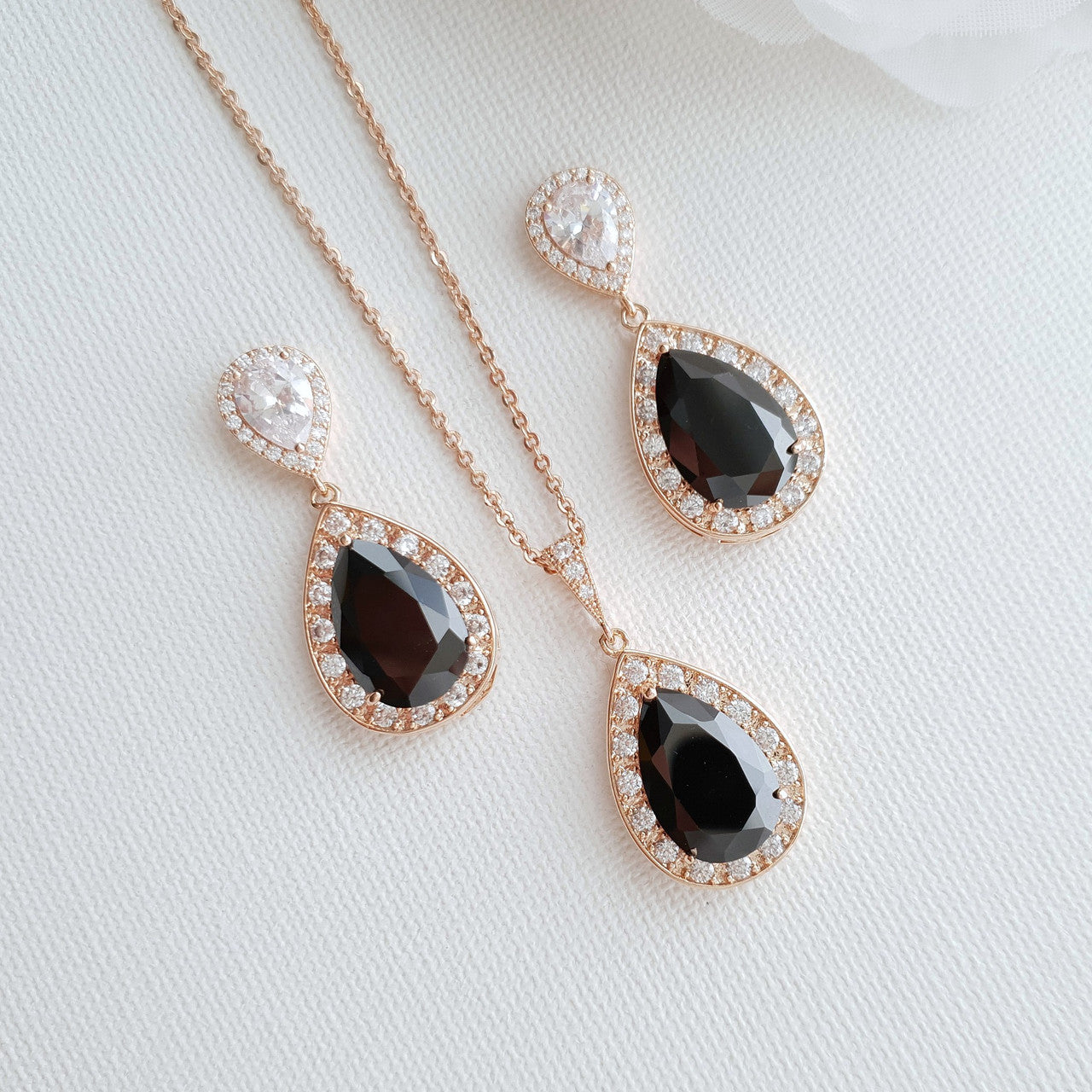 Rose Gold and Black Earrings-Zoe