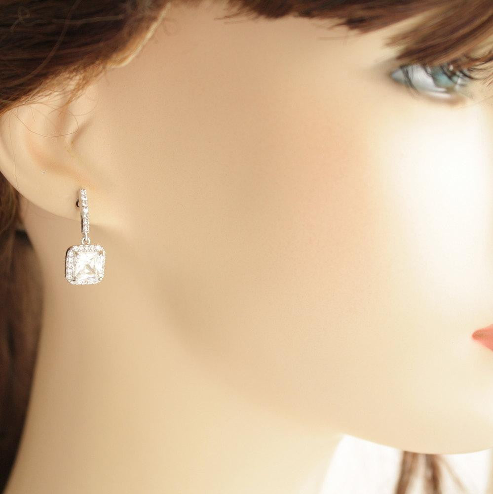 Small Square Drop Earrings-Louise