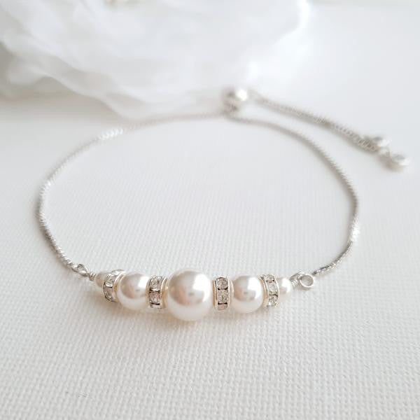 Adjustable Bridal Pearl Bracelet - Poetry Designs