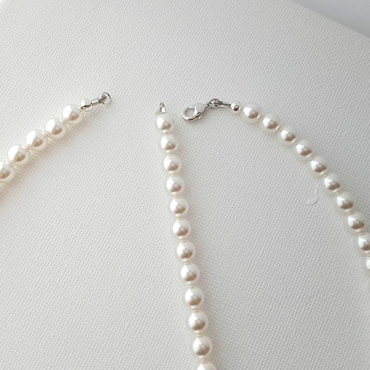 Pearl Bridal Necklace with Detachable Backdrops-Katie