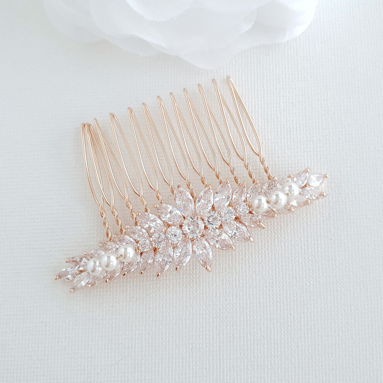 Yellow Gold Hair Comb for Wedding-Giselle