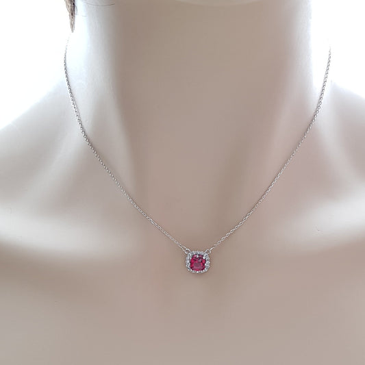 Red CZ Crystal Necklace-Azure Red