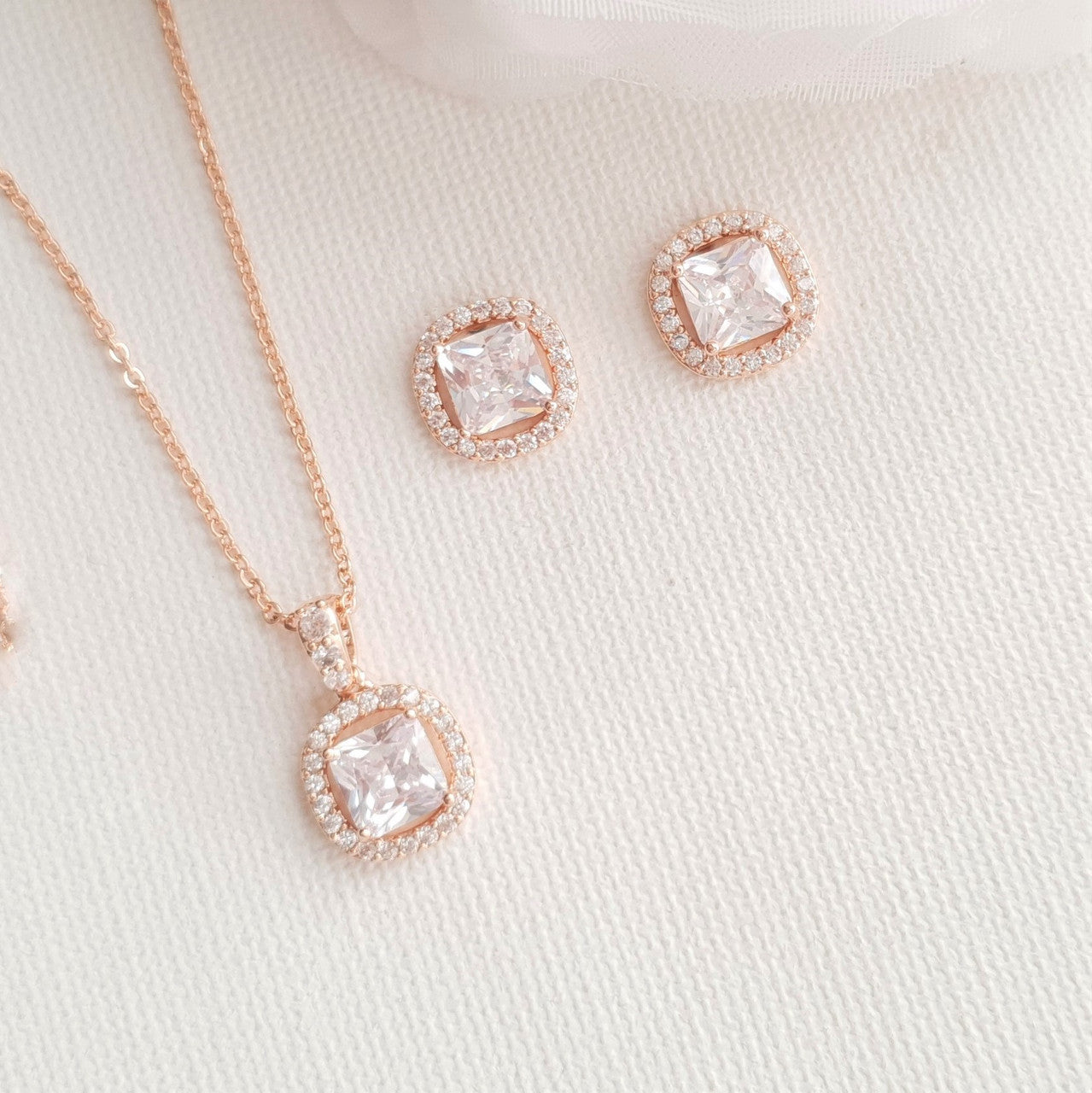 Wedding Jewellery Set for Bridesmaid in Rose Gold-Piper