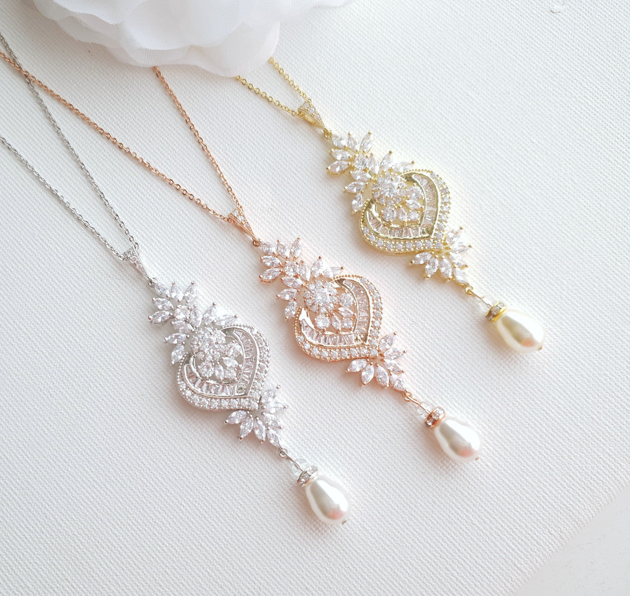 Bridal Necklace with Backdrop for Brides- Rosa