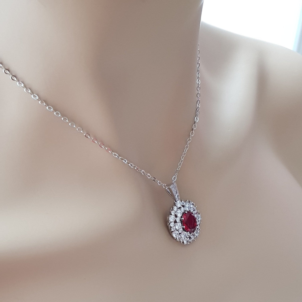 Red Stone Necklace-Cherry