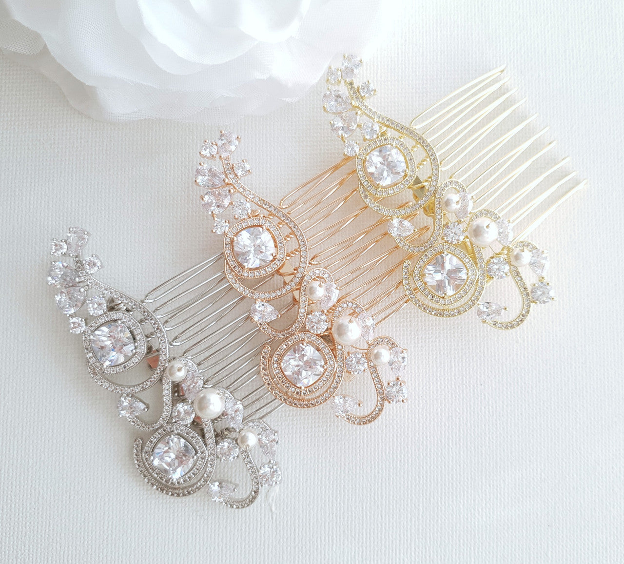 Small Light Gold Colour Wedding Hair Comb- Casey