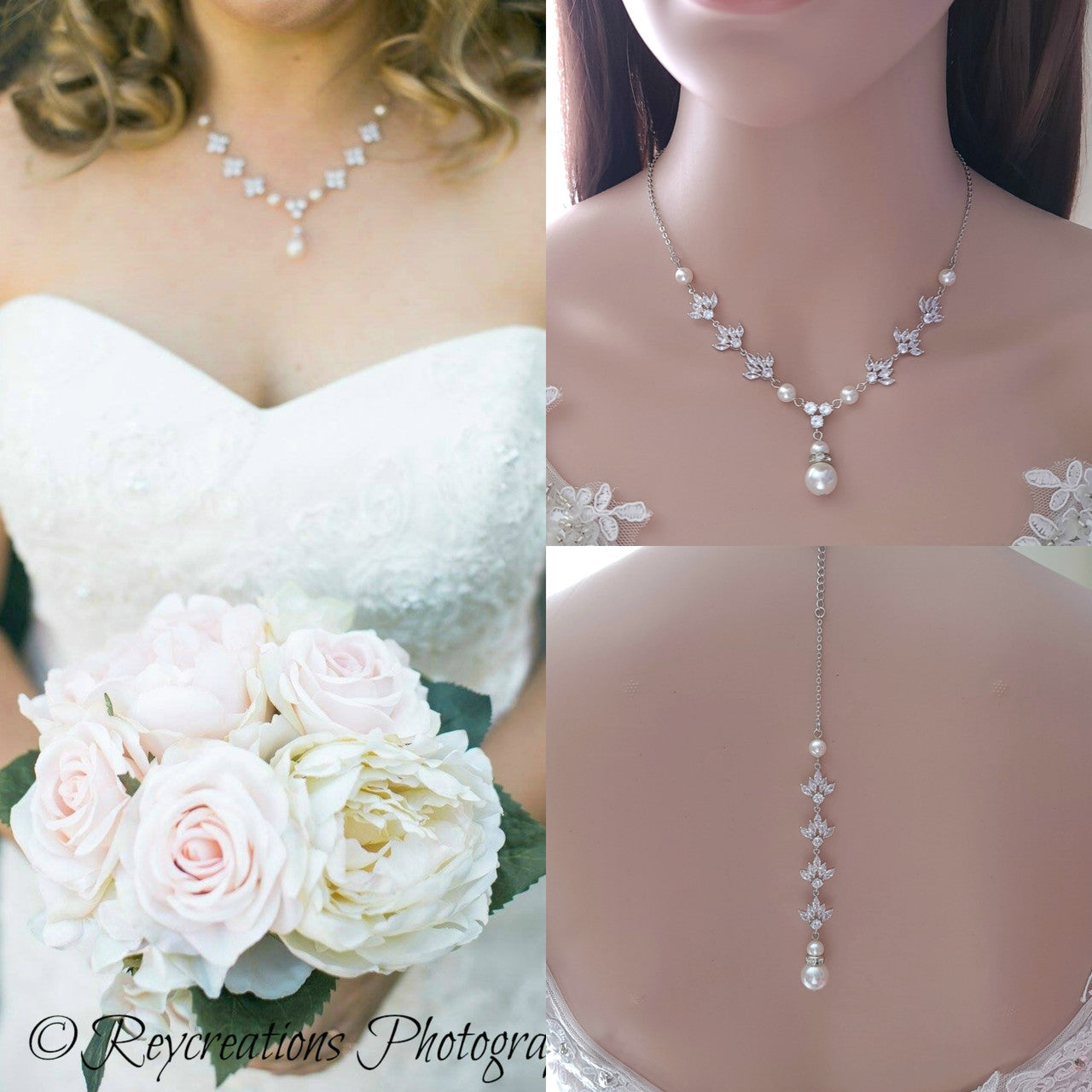 Gold Crystal Backdrop Necklace - Rosa