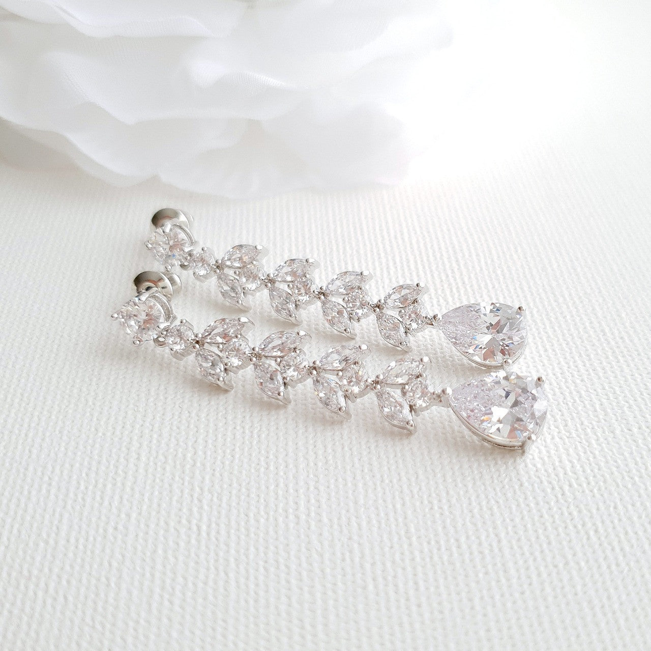 Silver Crystal drop earrings