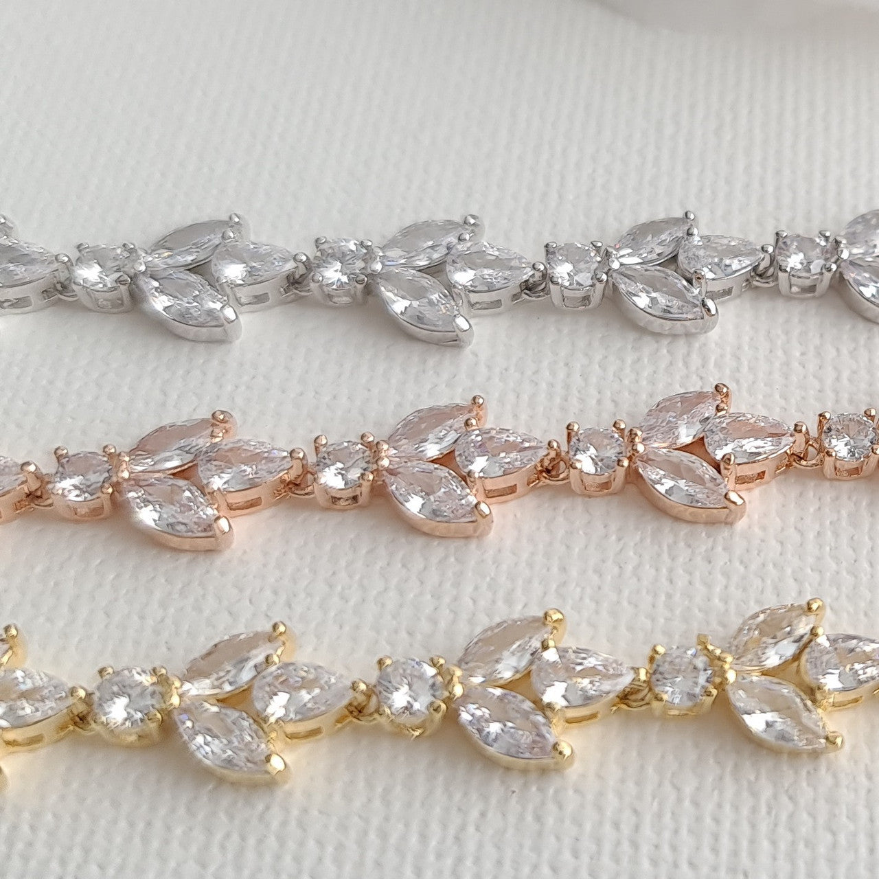 Full Crystal Wedding Necklace with Simple Backdrop Gold-Anya