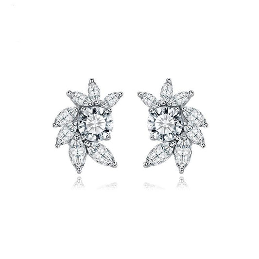 Sparkly Flower Stud Earrings For Weddings