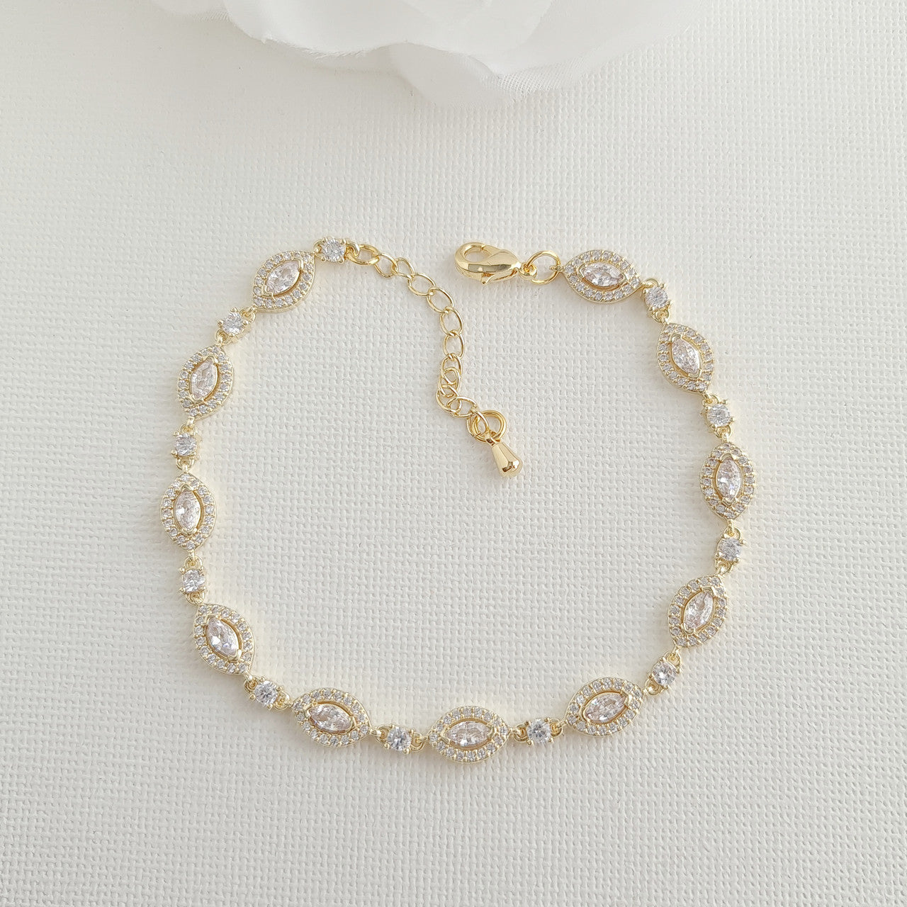 Bridal Jewellery Set With Clip On Earrings Necklace Bracelet- Abby