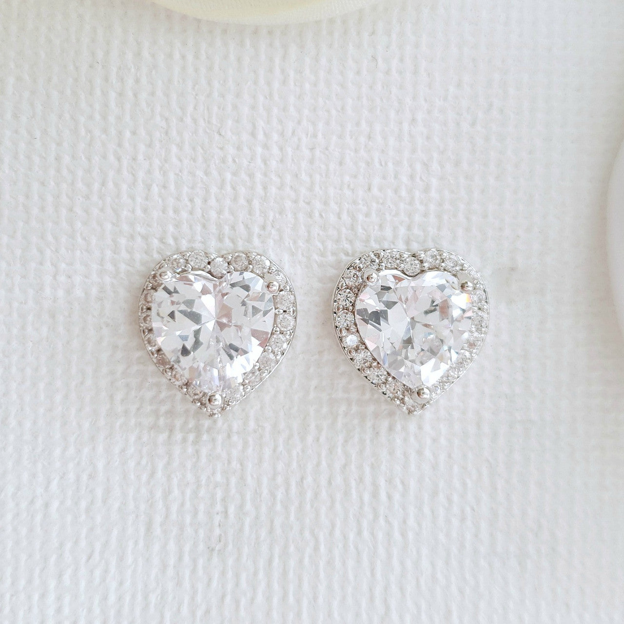 Cubic Zirconia Heart Earrings for Bridesmaids-Diana