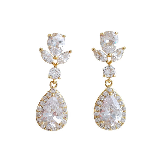Rose Gold Drop Wedding Earrings-Emma