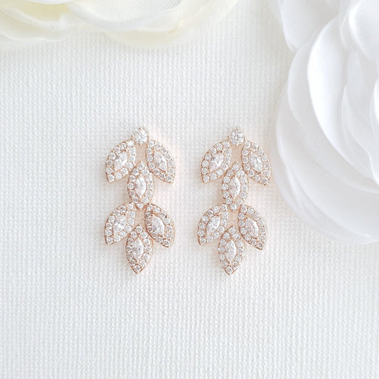Rose Gold Leaf Earrings Studs- Abby