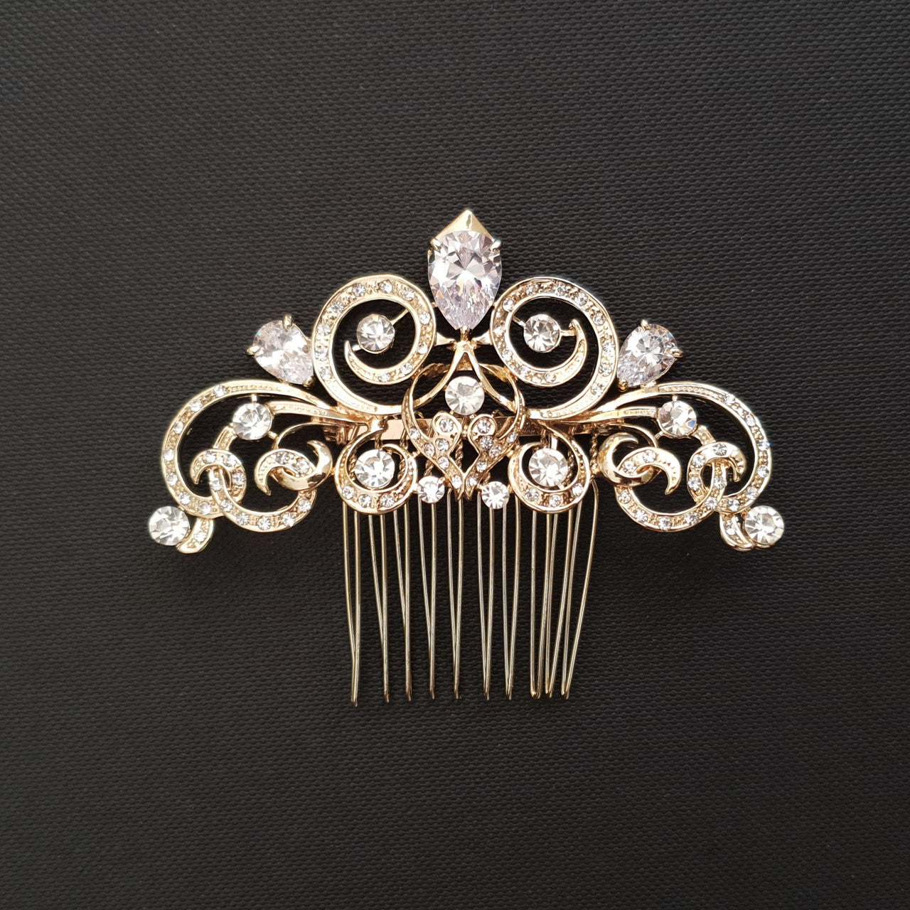 Decorative Victorian Style Bridal Hair Comb in Gold-Agatha