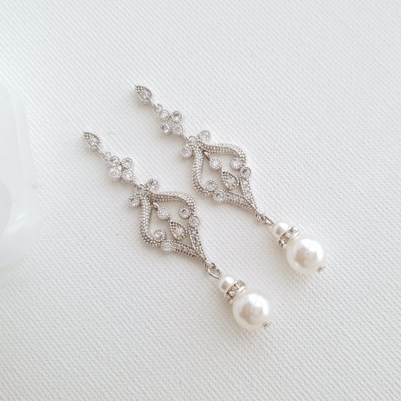 Vintage Bridal Earrings in Rose Gold-Elizabeth