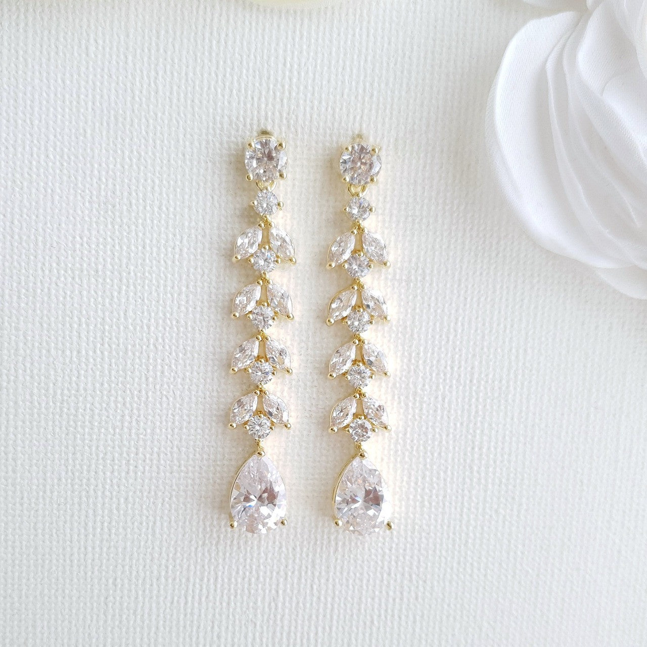 Marquise Crystal Earrings in Gold