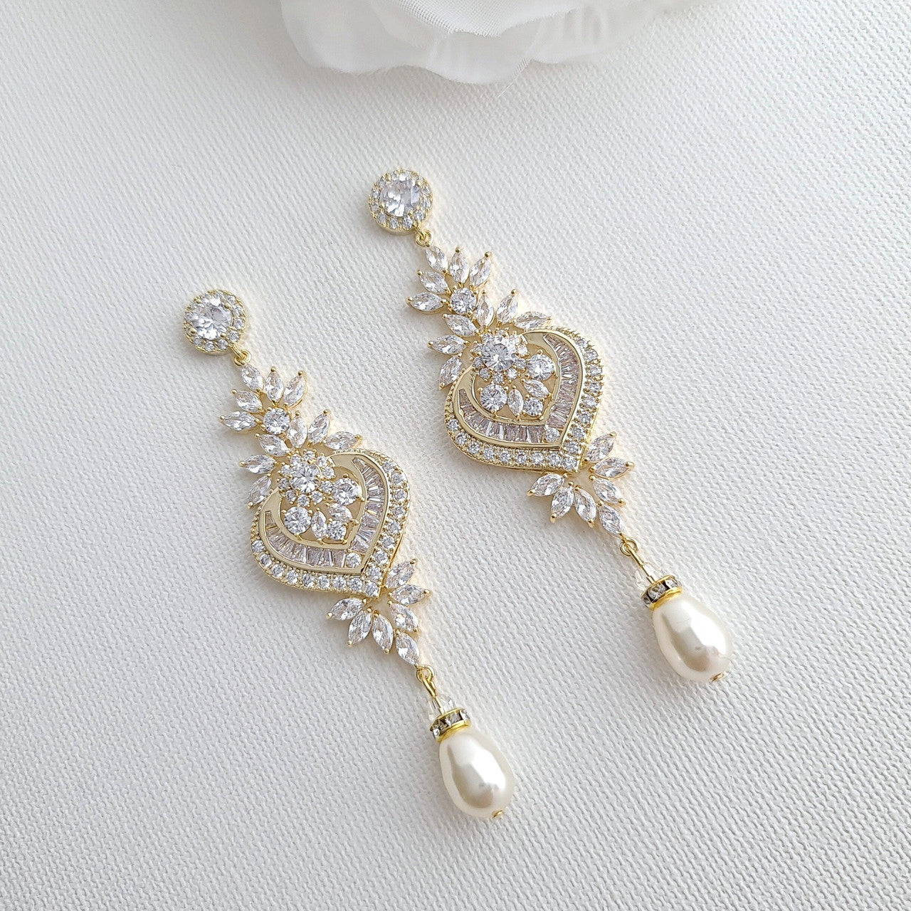 Bridal Statement Earrings and Bracelet Set- Rosa