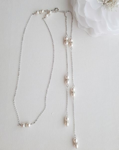 Pearl Backdrop Bridal Necklace In Gold- AVA