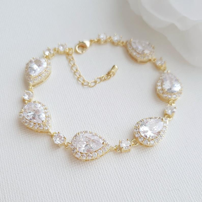 14K gold Wedding Day Crystal Bracelet for Brides