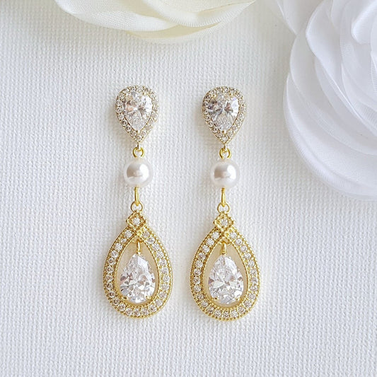 Gold Wedding Earrings-Sarah