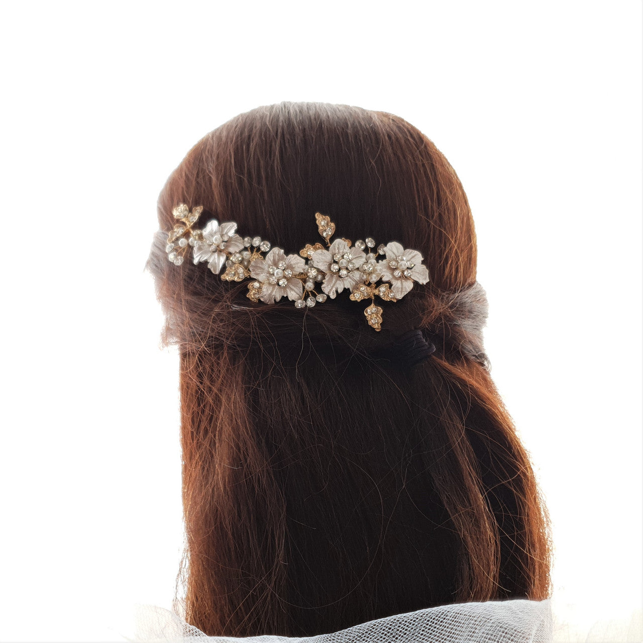 Silver flower Leaf Hair Comb for Weddings-Gardenia