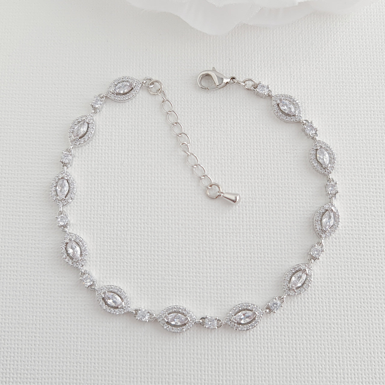 Bridal Jewellery Set With Clip On Earrings Necklace Bracelet- Abby