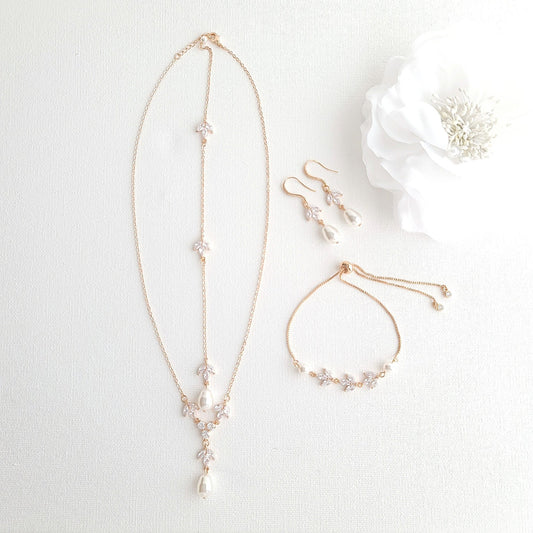 Jewellery Set for Brides in Simple Design- Rose Gold- Leila