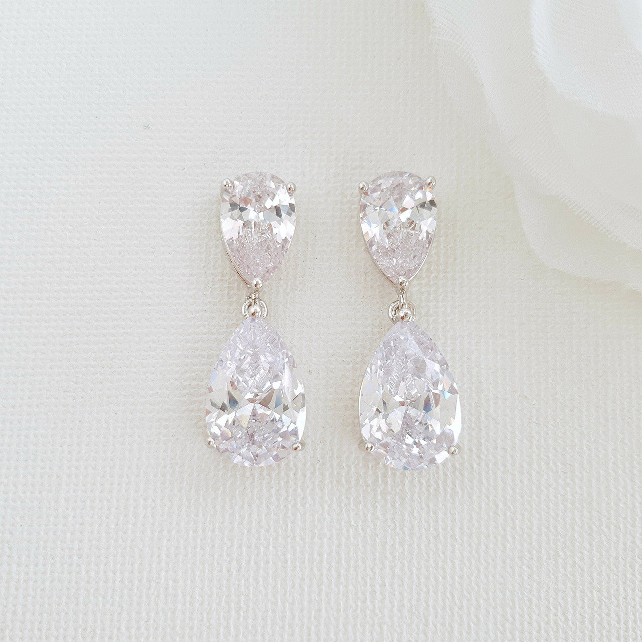 Small Pear Shaped Gold Wedding Earrings-Clara