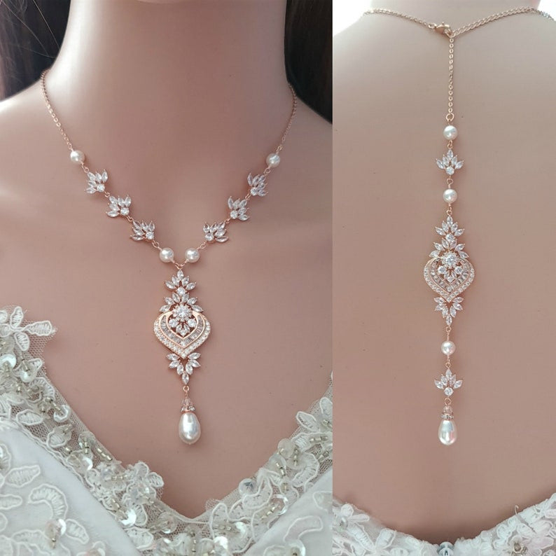 Bridal Necklace with Backdrop for Brides- Rosa