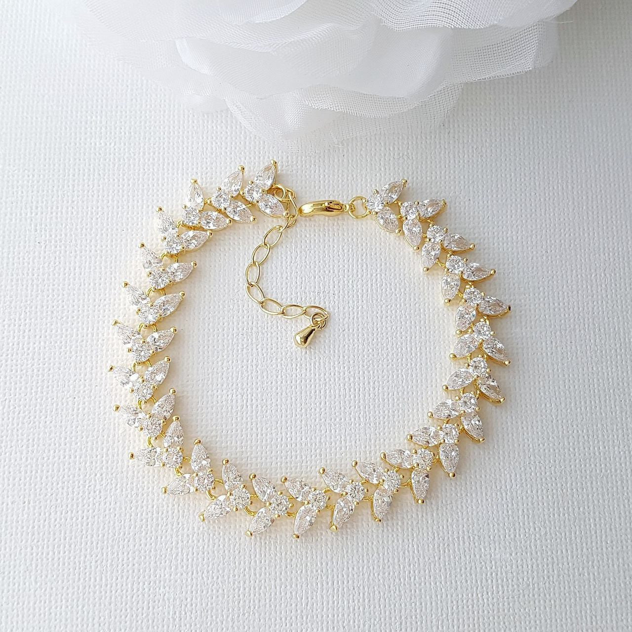 Rose Gold Bracelet for Wedding Formal Events-Katie