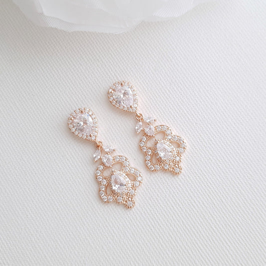 Rose Gold Vintage Earrings for Brides- Norma