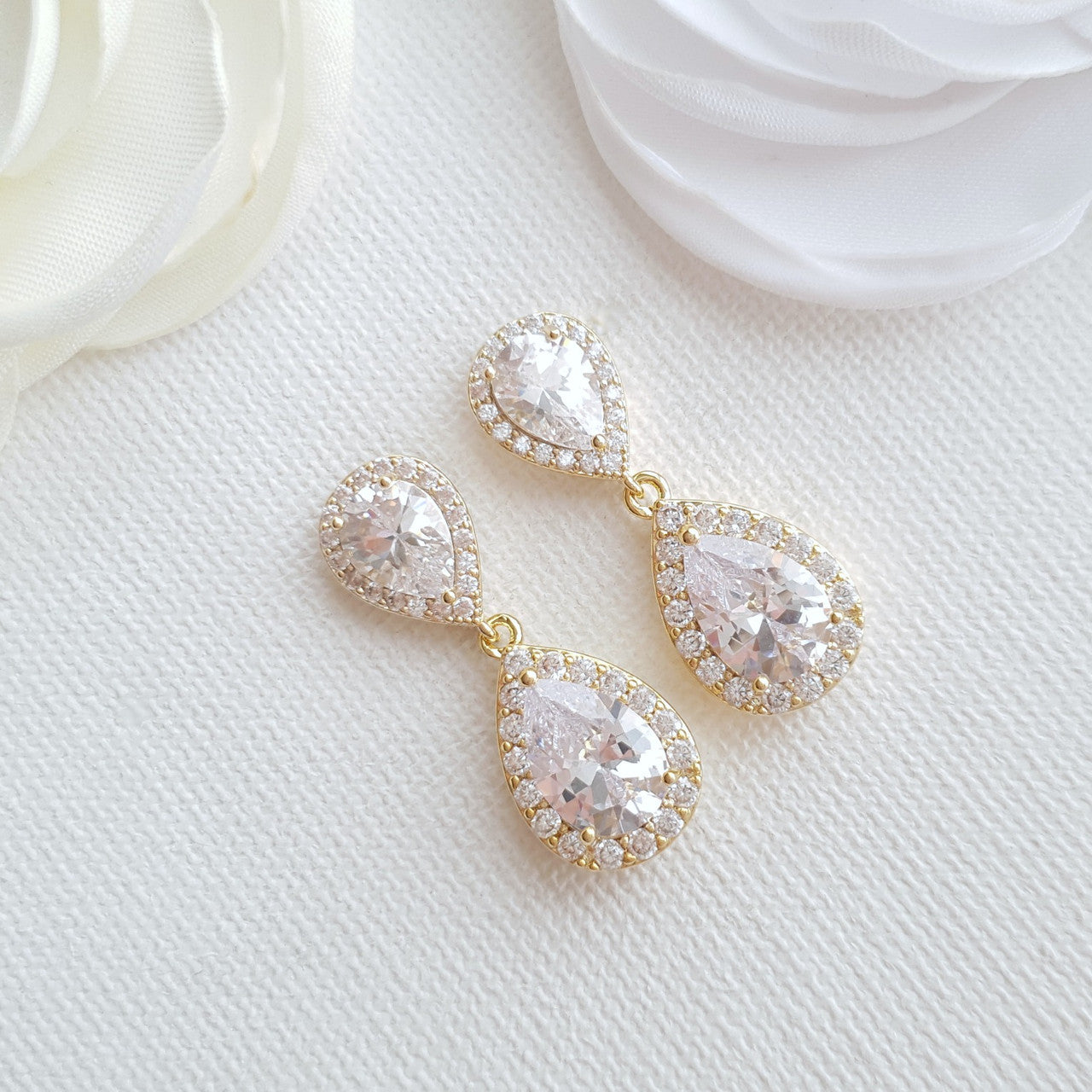 Rose Gold Teardrop Earrings-Emma