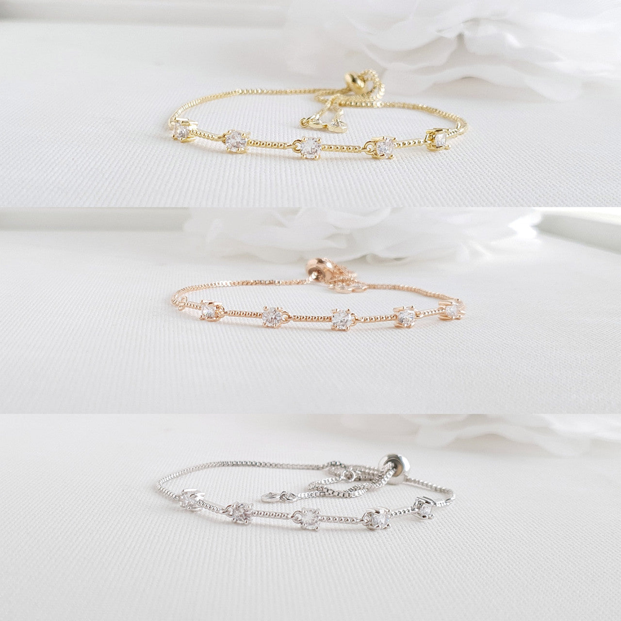 Delicate Silver Wedding Bracelets for Brides & Bridesmaids- Ginger