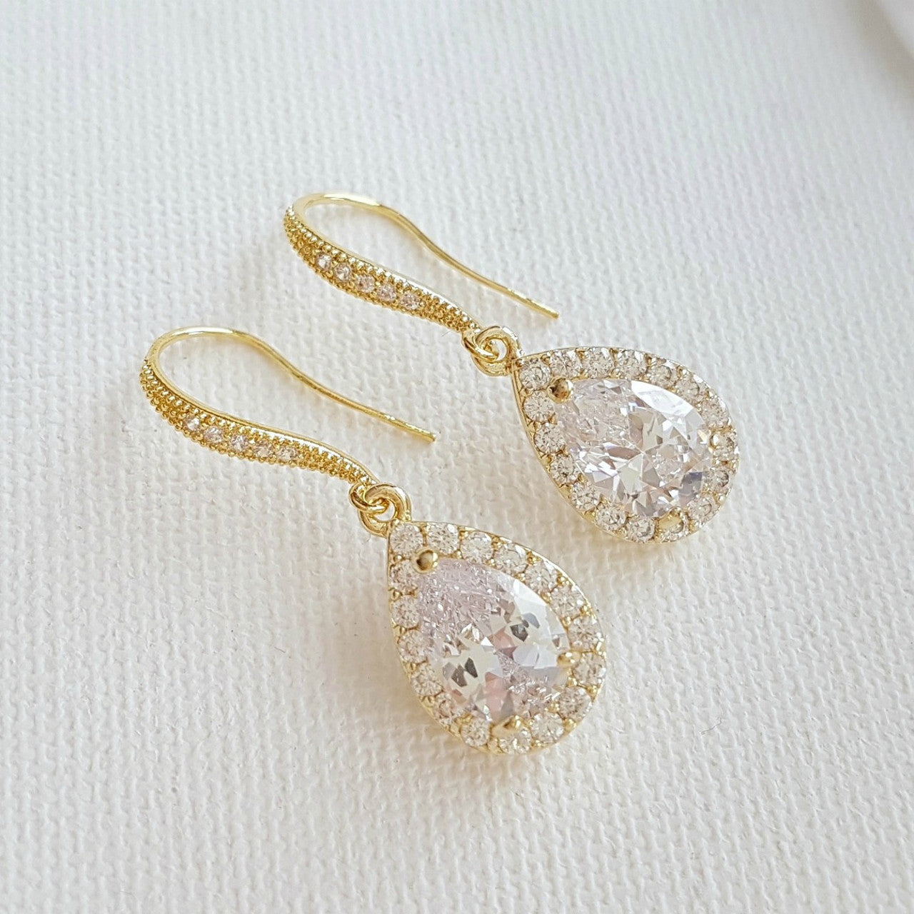 Wedding Dangle Earrings in Rose Gold-Emma