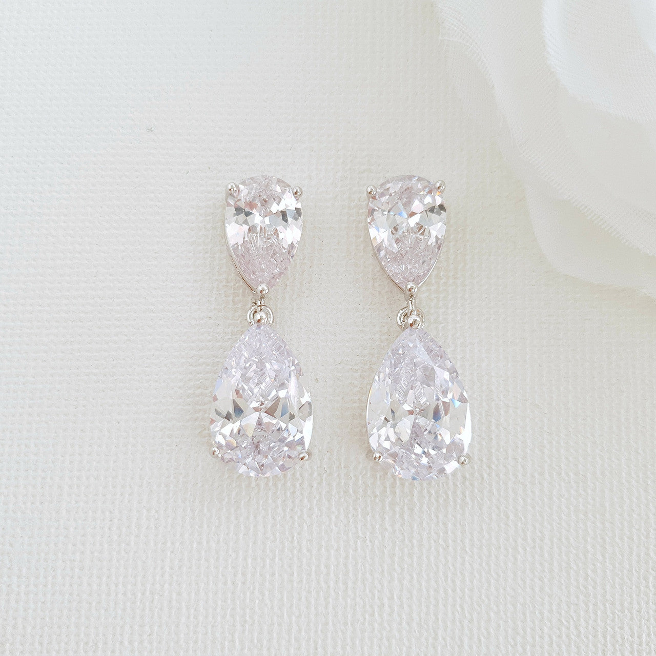 Clear Cubic Zirconia Earrings and Necklace Set in Rose Gold-Clara