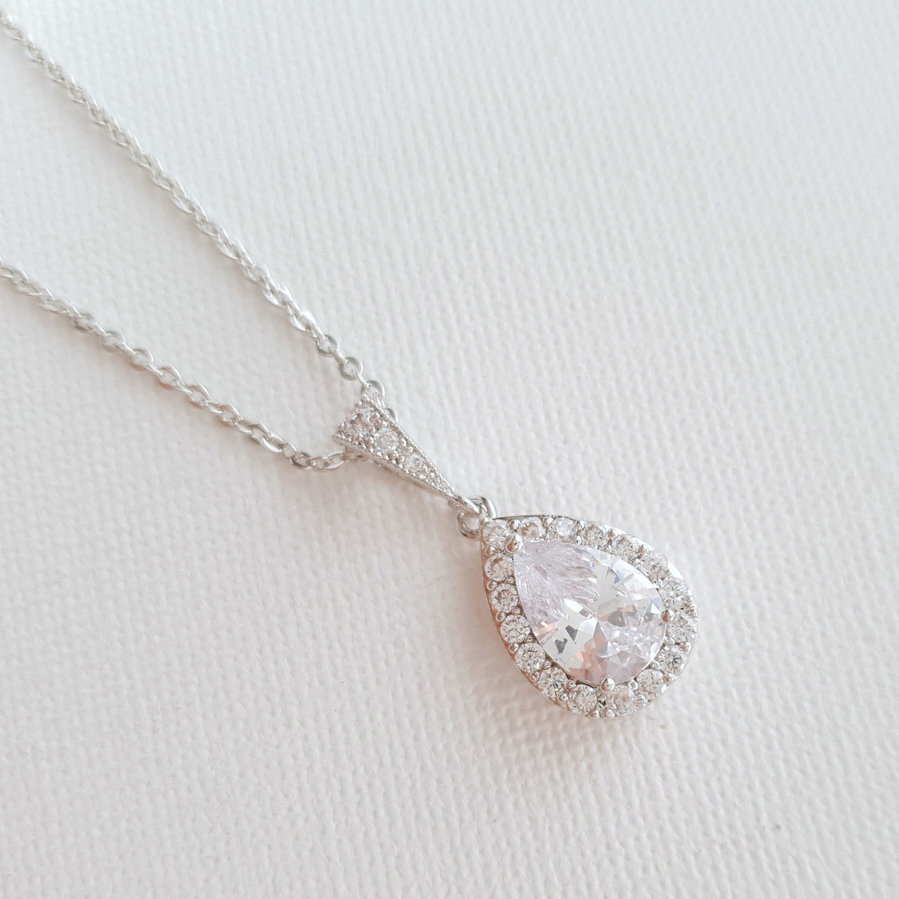 Teardrop Bridal & Bridesmaids Pendant Necklace-Emma