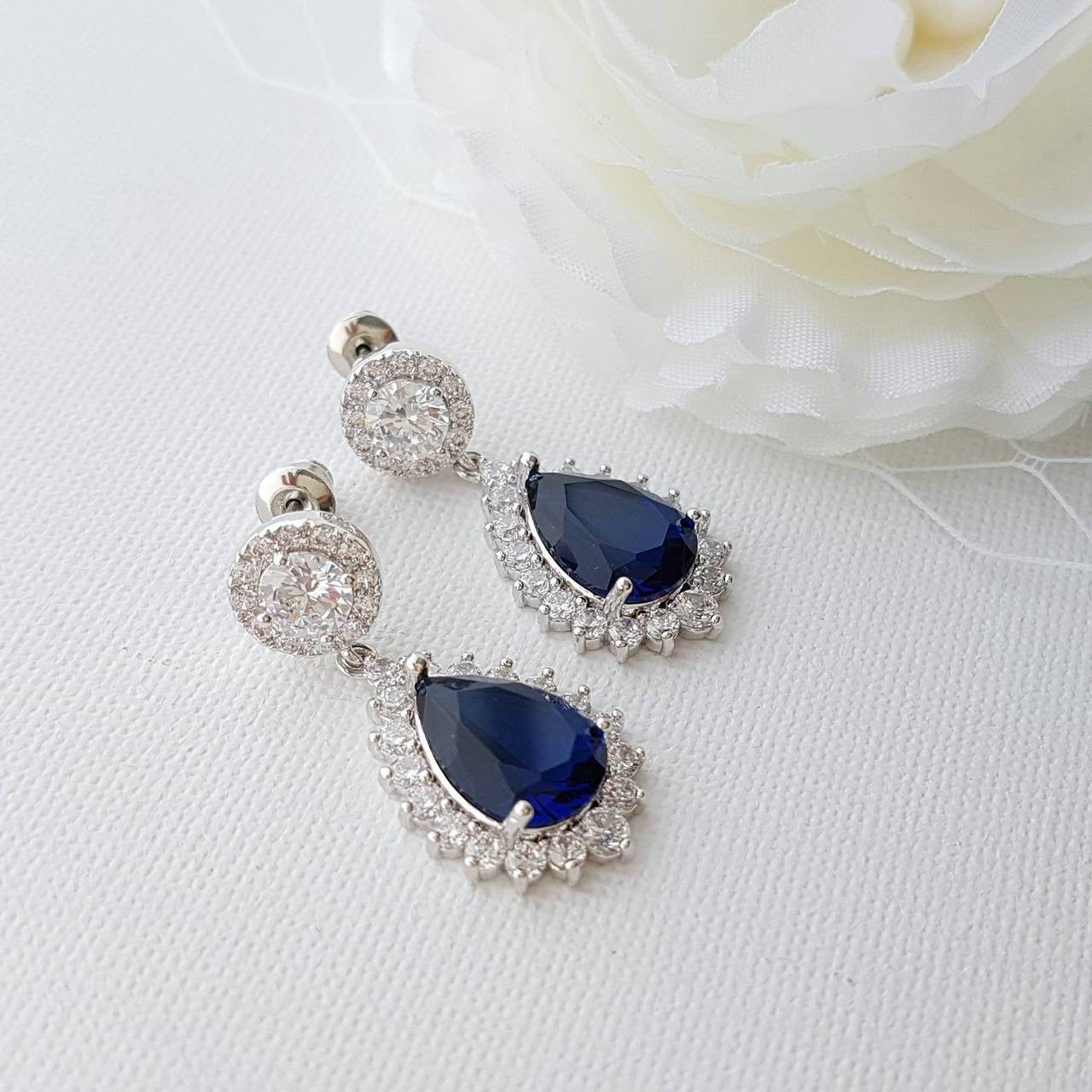 Blue Stone Earrings-Aoi