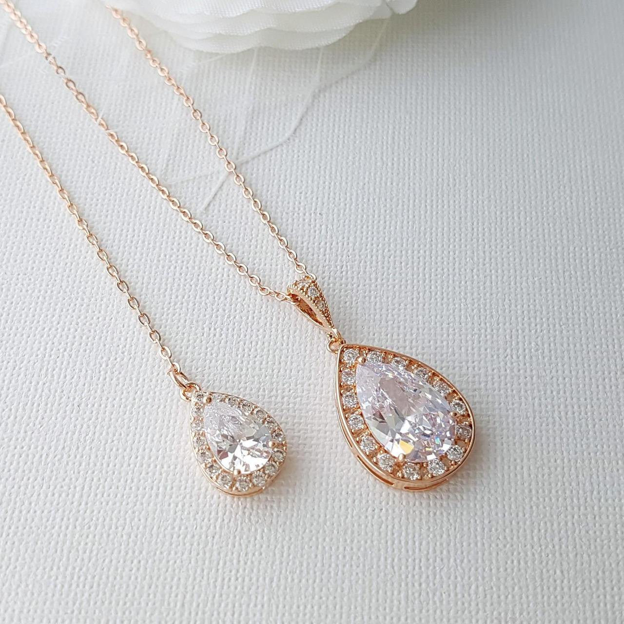 Simple Rose Gold Wedding Back Necklace-Evelyn