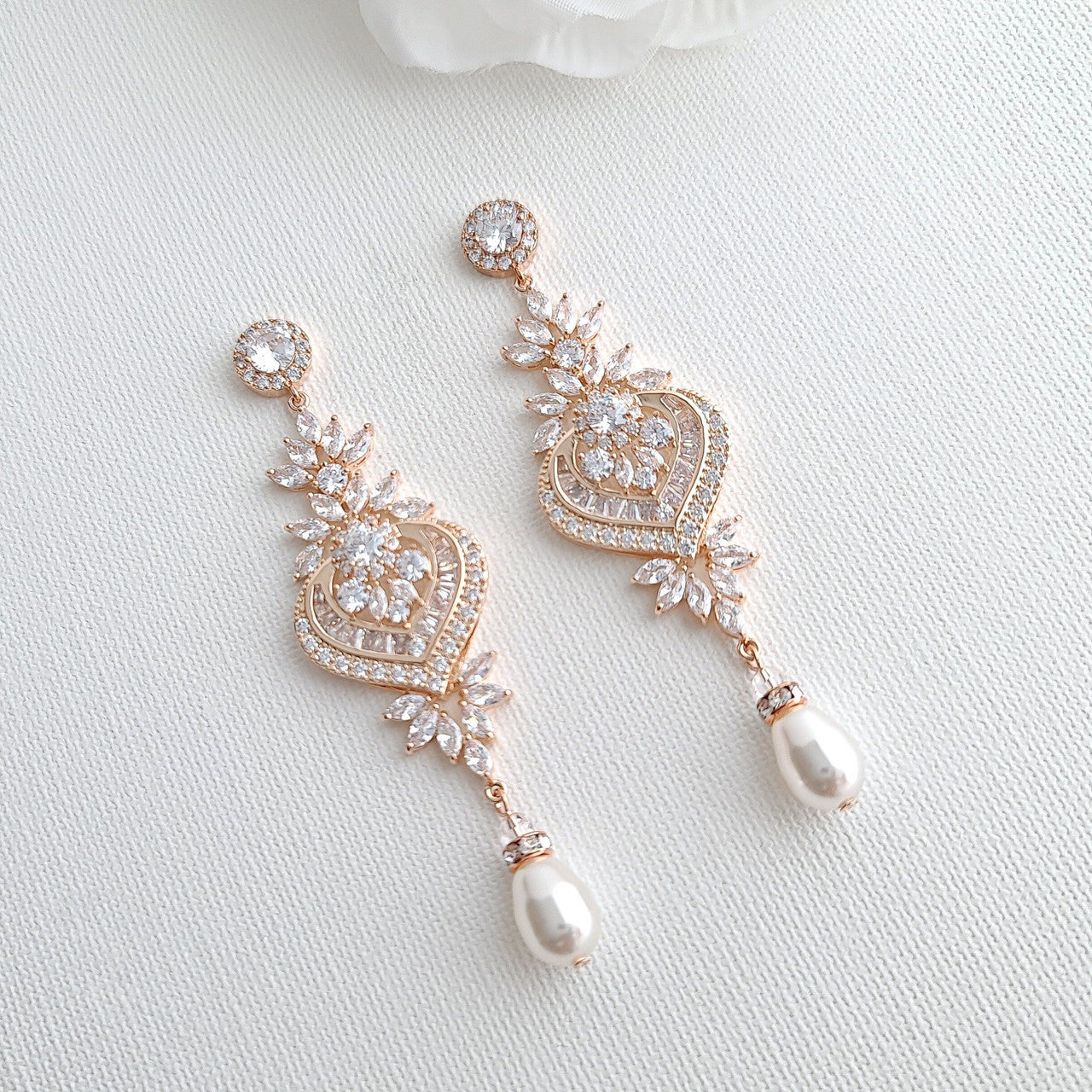 Wedding Earrings and Bracelet Set Silver- Rosa